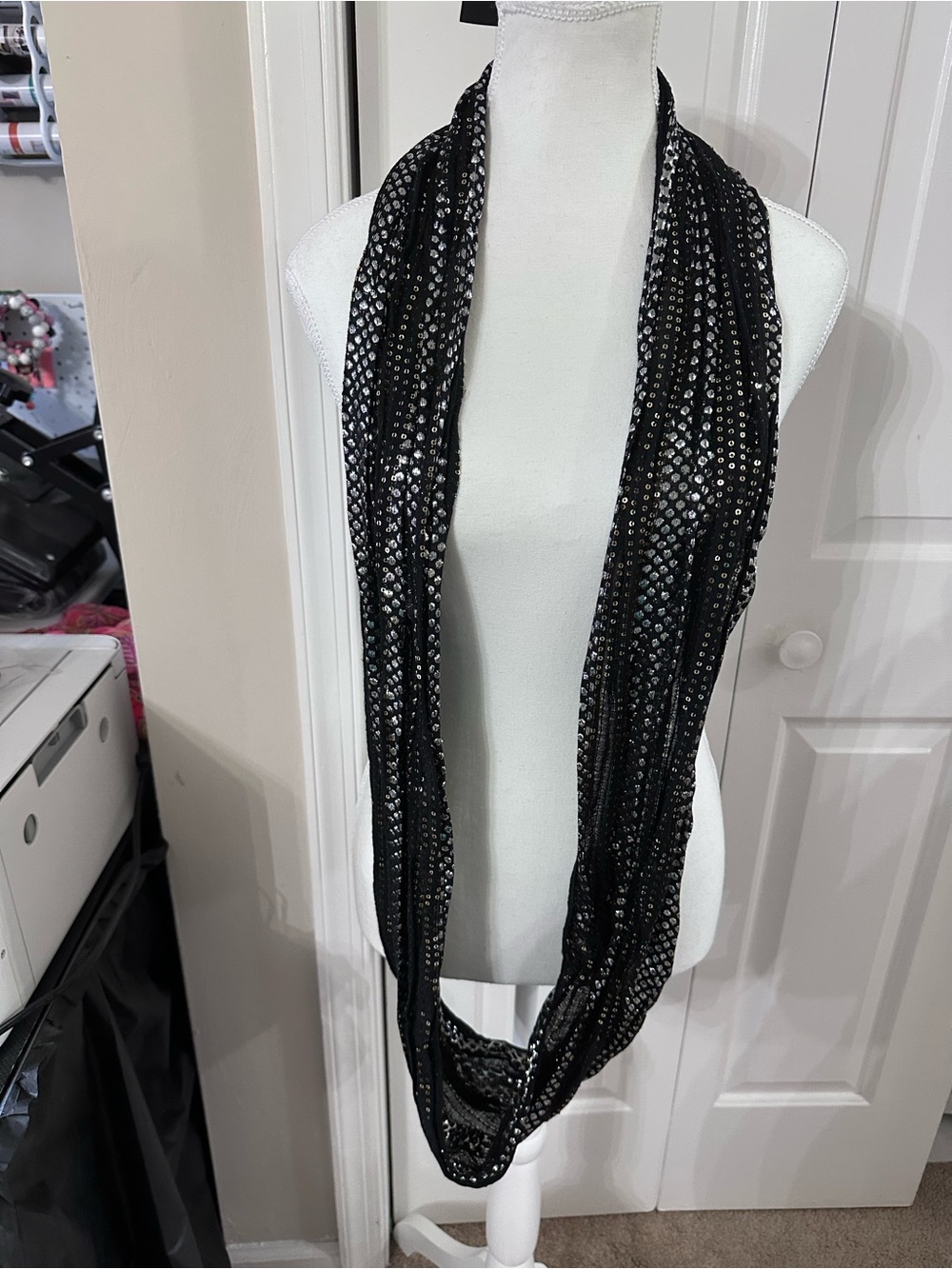 Black Sequin Infinity Scarf - lane Bryant